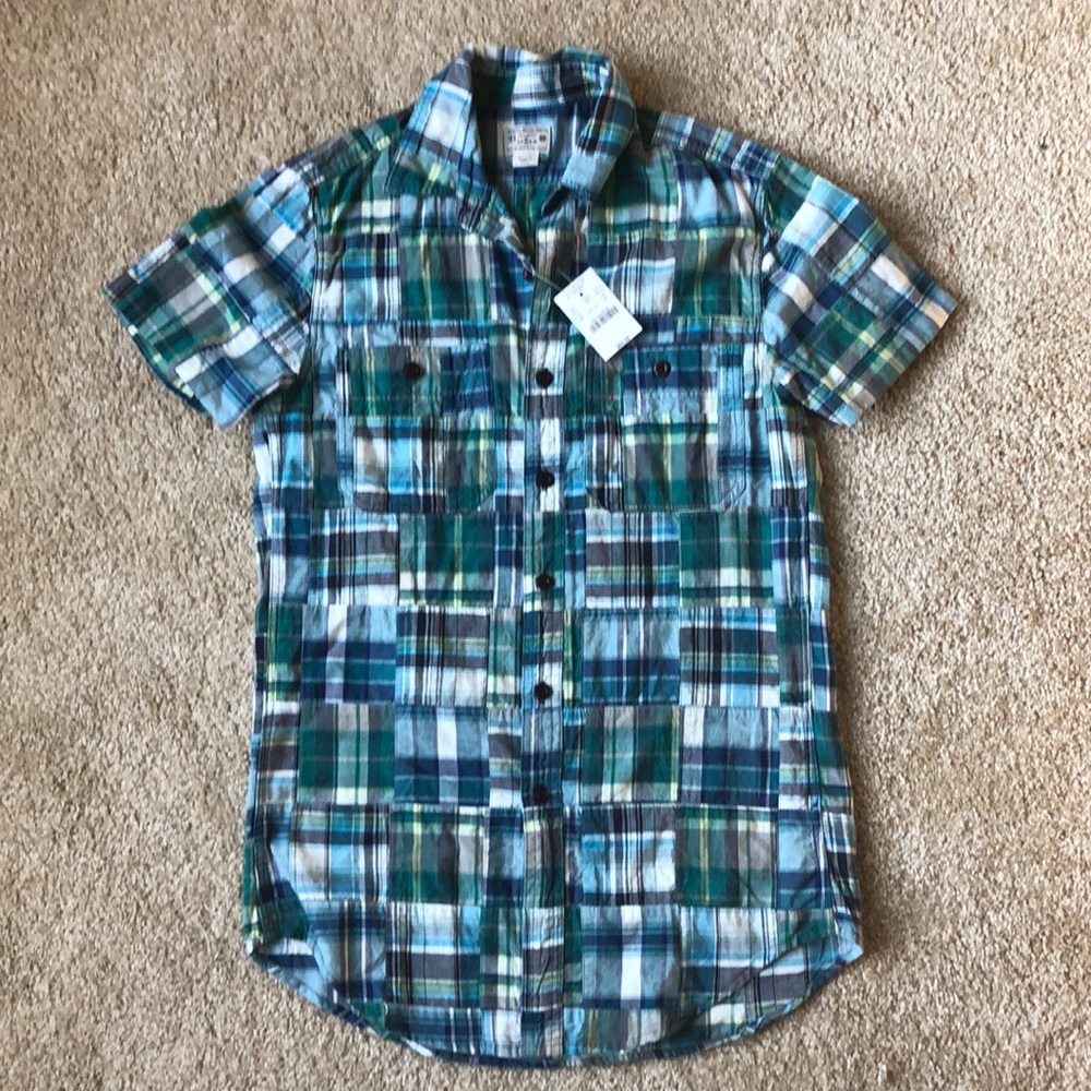 J. Crew Madras button down Short Sleeve Men’s XS Cotton
